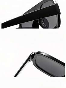 1pc Women's Fashion Leopard Print Square Large Frame Glasses, Black, Fashionable For Party, Gathering, Beach, Festival, High-End Fashion Shield Shape Shades