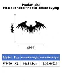 1 件大型蝙蝠金属墙饰，维多利亚哥特式万圣节装饰，带有复杂翅膀设计的幽灵房间装饰，恐怖氛围家居装饰，室内外墙面装饰，房间装饰，花园装饰，万圣节装饰 - 彩色 - 查看 12