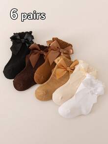 12pcs Bow Decorated Short Socks Suitable For 0-5 Years Old Baby Girls - Multicolor - View 54