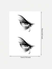 1pc Men's Herbal Temporary Tattoo, Small Eye Crying Abstract Art Gothic Design Suitable For Arm, Waterproof & Sweatproof, Lasts 7-14 Days - Black - View 5