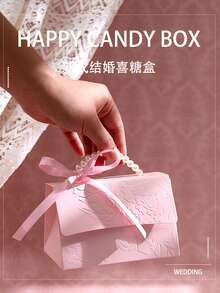 Caja de regalo con 10 piezas de brazaletes de perlas para boda - Elegante empaquetado tipo dulce con asa para despedida de soltera, regalos de fiesta