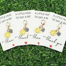 4pcs/8pcs Mini Daisy Keychains,Tulip Keychain,With "A LITTLE HUG" Thank You Cards, Flower Keychain, Ideal For Friendship Gifts, Back-To-School Gift,Teacher Appreciation Gift,Perfect Gift For Friends And Family & Daily Key/Bag Accessories,Suitable For Men And Women.