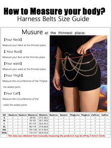 1 peça cinto feminino estilo punk escuro para festa de Halloween, sexy, multicamadas, com borlas, adequado para uso diário e para o trabalho - Preto - Ver 5