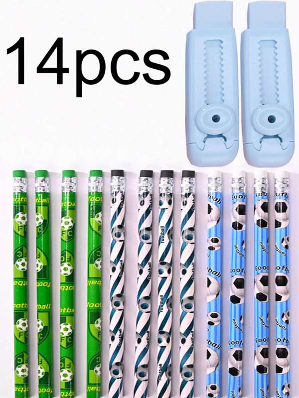 14 pièces Crayon Gomme Créative Football Sports Papeterie Avec Gomme Créative Télescopique Push-Pull Gomme Propre Sans Traces Ni Résidus, Cadeaux de Rentrée Scolaire