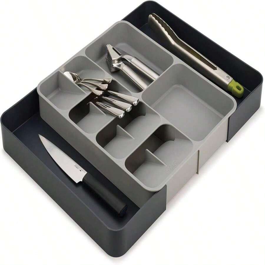 Joseph Joseph DrawerStore Compact Utensil Organizer For Kitchen Drawer Silverware, Flatware Tray, Small, Grey - Bộ sắp xếp dao kéo & đồ dùng - Xem 1