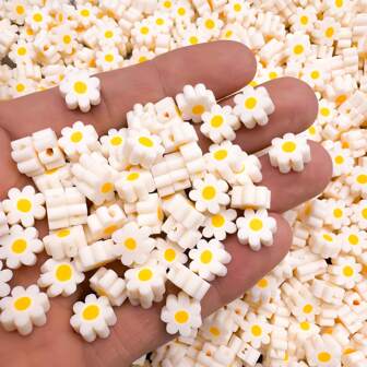 100-200 pièces/paquet Perle blanche à la mode de marguerite pour faire soi-même des bracelets ou des colliers