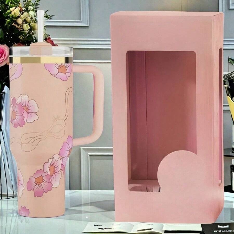 Compatible With Stanley Cup H2.0 Tumbler 40 Oz | Leak-Proof Double Wall Vacuum Insulated Stainless Steel Water Bottle,Hot/Cold Retention, Ergonomic Handle Travel Mug For Camping, Commuting, Gifts (Iced Coffee Ready)