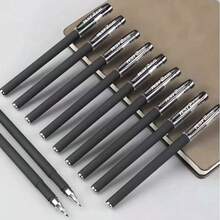 15 支速干中性笔，0.5 毫米，黑色墨水 - 书写流畅，超干，口袋夹设计圆珠笔，非常适合签名、办公室和学校使用