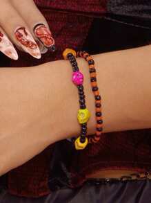 2件骷髅串珠纸卡手链套装