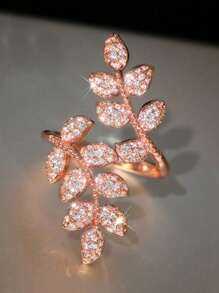 1 pieza Anillo glamoroso con circonita cúbica para mujer para boda, compromiso, aniversario, fiesta, joyería, regalo del Día de San Valentín