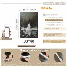 1 件浴缸里的鬼魂，万圣节装饰，鬼魂浴室印刷品，艺术海报印刷品，黑暗学院，复古海报，哥特式绘画，恐怖万圣节墙壁艺术，适用于宿舍、浴室、客厅、房间墙壁装饰，裱框艺术，易于悬挂