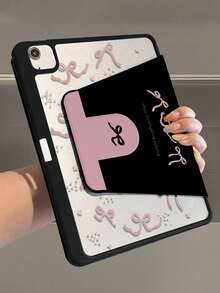 1个适用于iPad 10/9/11（2025款）的双面高清印花粉色蝴蝶结图案平板电脑保护套，透明亚克力后盖，2026新款，自动唤醒/睡眠，多角度支架带笔槽，办公学习必备，非磁性保护套 - 彩色 - 查看 9