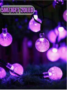 1 pièce Guirlande lumineuse solaire cristalline pour l'extérieur, 100/50/20 LED, 8 modes d'éclairage, étanche IP65, décoration extérieure, convient pour les jardins, les cours, les terrasses, les mariages, les fêtes, Noël, Halloween, la Saint-Valentin et autres guirlandes décoratives (lumière chaude, lumière blanche, lumière colorée, lumière violette)