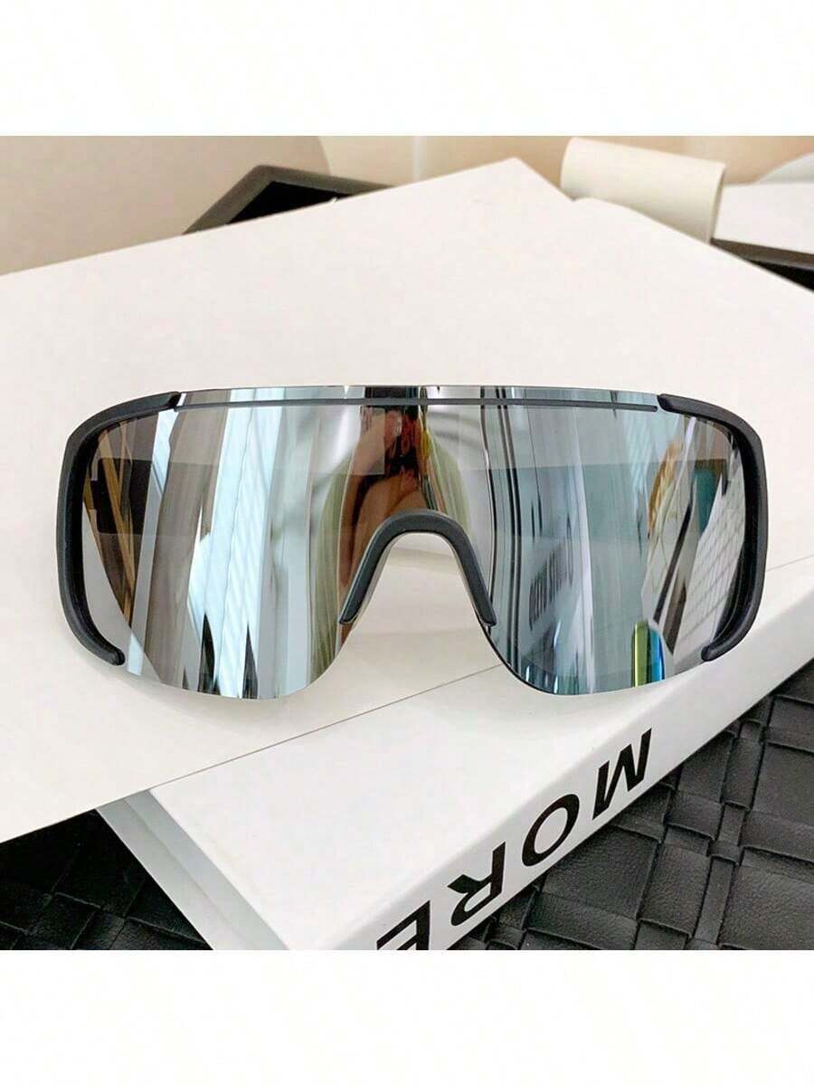 Cycling Glasses, Windproof And Sand-Proof Mountain Protection Goggles, And UV-Protective Sunglasses Fashionable Large Frame One-Piece Lens Glasses For Men, Slim Face, Brown Street Photography Mask Sunglasse For Women, Internet Celebrities, The Best Gift For Men Womens Polarized Case Strap Organizer Holder For Car Transparent Polarized Uv Protection - 銀色 - 查看 1