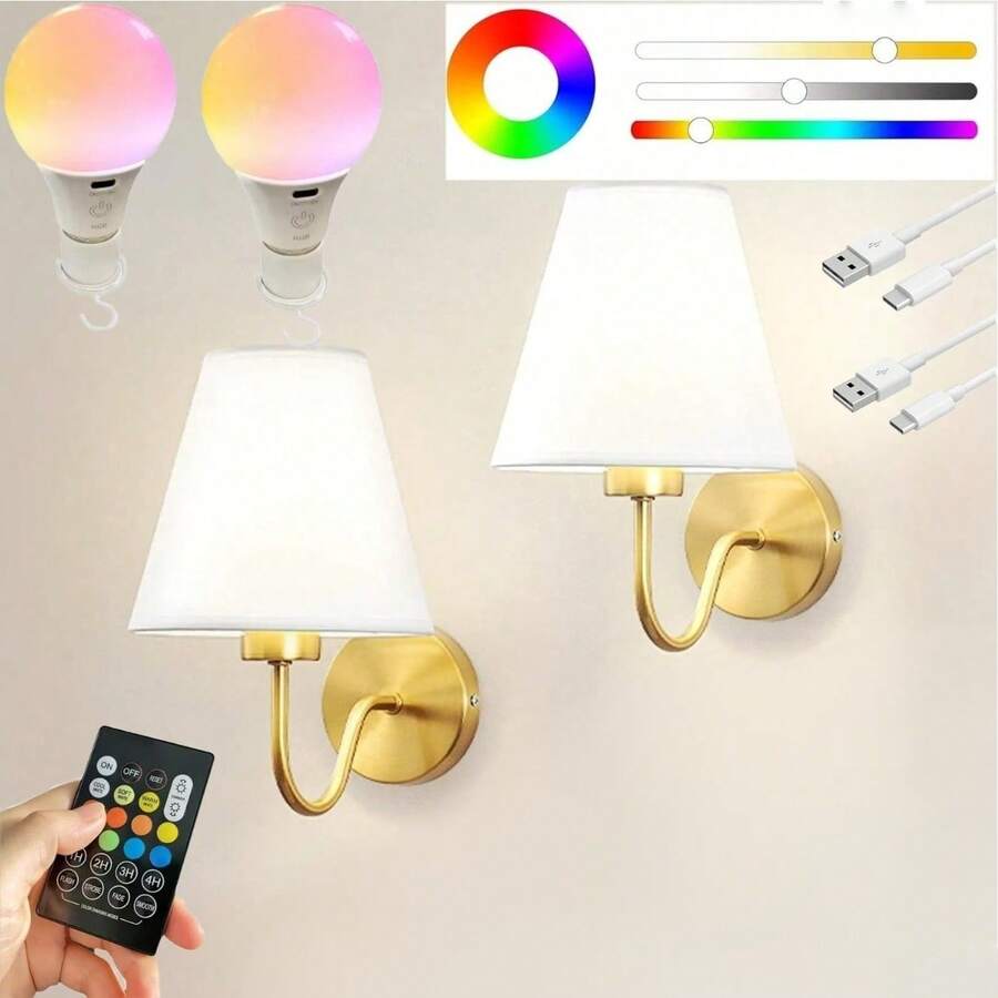 RGB灯泡/LED北欧壁灯可充电可拆卸无线卧室走廊过道室内照明床头灯装饰壁灯玄关房屋室内装饰灯