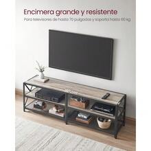Mueble de TV, Mesa de TV para Televisores de hasta 70 Pulgadas, Ancho 160 cm, Marco de Acero, con Estantes, para Salón, Dormitorio, Marrón Rústico y Negro MLTV095B01 - Greige + Negro - Ver 6