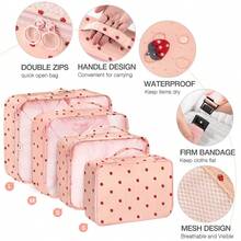 8pcs Travel Packing Cubes Set,Travel Portable Clothes Storage Bags, Compression Storage Shoe Bag, Clothing Underwear Bag, Luggage Packing Organizers,Pack Your Luggage With Ease ,Travel Essential Accessories - 粉底草莓 - 查看 3