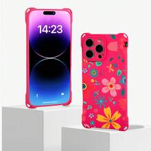 Funda para teléfono (1 unidad). Diseño con estampado floral de dopamina. Incluye orificios para colgar en las cuatro esquinas. Compatible con 12 Pro, 16, 15, 14 Plus y 13. Funda blanda impresa en TPU. - Colores mixtos 1 - Ver 2