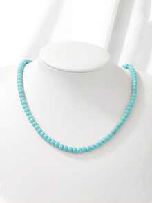 1 件女士时尚项链天然石紫水晶绿松石虎眼珠精美珠子（无纸卡包装） - 虎眼石色 - 查看 4