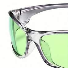 1 Pair Of Retro Y2K-Style Green PC-Material Sports-Themed Glasses, With A Fashionable Punk-Style Small Frame, For Fashionable Ladies. - 綠色 - 查看 5