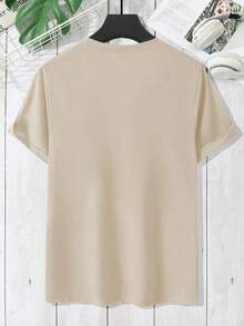 Men's Round Neck T-Shirt With Geometric Print - White - View 4