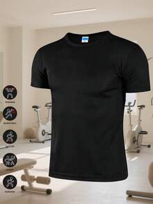 1 件黑色男友风运动衫 - 涤纶快干短袖 | 适合分层穿着 | 抗皱，适合健身和通勤 - 黑色 - 查看 4