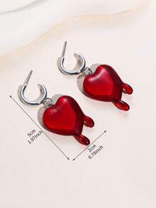 1 件奢华小众设计心形耳环，适合女性日常佩戴