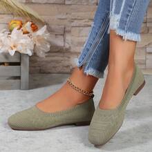 Women'S Black Woven Fabric Slip-On Flats - Casual Square Toe Shoes For Indoor & Outdoor Wear, All-Season Comfort With Rubber Sole, Breathable & Stylish Design - 紅色 - 查看 2