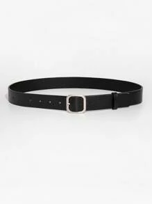 1 Stück Damen Schwarz Quadrat Schnalle PU Leder Mode Gürtel, klassischer breiter Stil geeignet für den täglichen Gebrauch, Schule und Sommer