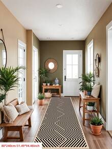 1pc Nordic Minimalist Striped Kitchen Mat, Suitable For Hardwood Floors, Can Be Used In Entryway, Laundry Room, Hallway, Bedroom, Kitchen And Other Spaces, An All-Season Home Decor Piece. Fashionable Long Mat Is Washable And Non-Slip. - Multicolor - View 9