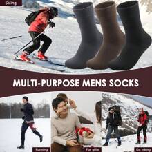 3/6 Pairs Of Men's Warm Thick Thermal Lined Hiking Socks, Soft And Comfortable For Cold Weather, Winter, Ski Winter Sports And Winter Outdoor Sports(Random Color)