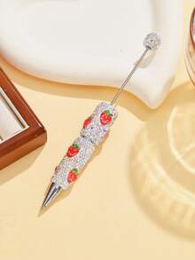 1/3/5/10pcs Multi-Color Luxury Fruit Crystal Beads Pen Refill, Black Ink, Smooth Writing, Full Covered Rhinestone Ballpoint Pen, Creative DIY Jewelry Pen, School/Office/Study Supplies, Gift