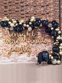123 piezas Kit de decoración de arco de globos dorados y negros con confeti dorado para fiesta de cumpleaños, aniversario, boda, vuelta al colegio, Día de San Valentín - Negro - Ver 4
