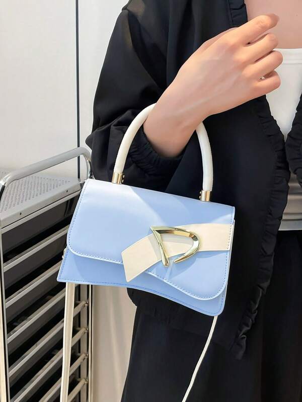 حقيبة يد فاخرة بسيطة بلون واحد وغطاء