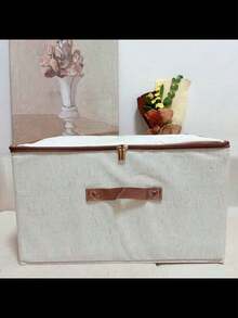 1/2 包储物箱带拉链盖布盖储物篮盒子可折叠可洗衣柜架子衣服整理容器带手柄（米色）