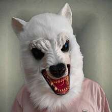 ハロウィンのリアルな白いオオカミのマスク、コスプレ仮面舞踏会パーティーの小道具 - ホワイト - チェックする 1