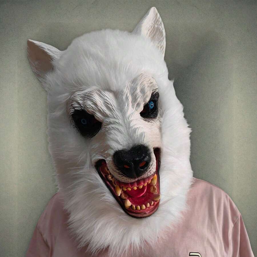 ハロウィンのリアルな白いオオカミのマスク、コスプレ仮面舞踏会パーティーの小道具 - ホワイト - チェックする 1