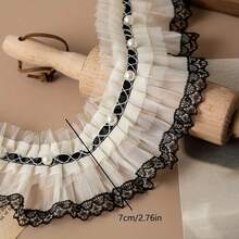 1 码珍珠装饰荷叶边蕾丝边 - 优雅 DIY 缝纫针织面料，适用于服装、家居装饰、工艺品 - 彩色 - 查看 5