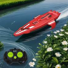 قارب بريموت كنترول 2.4 جيجا هرتز، أحمر/أزرق/أصفر، تصميم مقاوم للماء، تحكم عن بعد، للتنقل على سطح الماء، بطارية طويلة الأمد، مصنوع من مادة ABS، لعبة مائية خارجية للأطفال، هدية عيد ميلاد للأولاد والبنات - متعدد الألوان - مشاهدة 5
