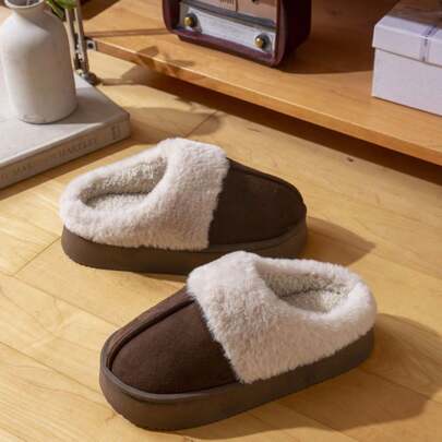 Zapatillas de casa de forro polar para mujer, ideales para interiores en otoño e invierno, con suela gruesa de EVA antideslizante. La versión de invierno cuenta con un forro de pelo, cálido y cómodo para exteriores.