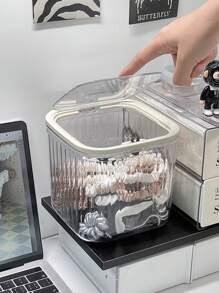 2pcs/1pc Elegant Hair Accessory Jar, Creative Lid Storage Box, Hair Clips, Hair Ties, Hair Bands, Hair Hoops Organizer Box, Multi-Function Makeup Powder, Makeup Sponge, Makeup Brush Tool Storage Box, Vanity And Bathroom Waterproof Dustproof Storage Box, Made Of High Transparency PET Material, Suitable For Dorm, Hotel, Bedroom