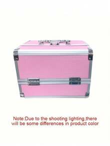 1pc Makeup Storage Box, Portable Makeup Bag With Mirror, Professional Cosmetic Tools, Large Capacity Waterproof Multifunctional For Travel Makeup Bags Makeup Organizer Make Up Organizer,For Holiday Beach, Bathroom Collection, Bedroom Collection, Large Capacity