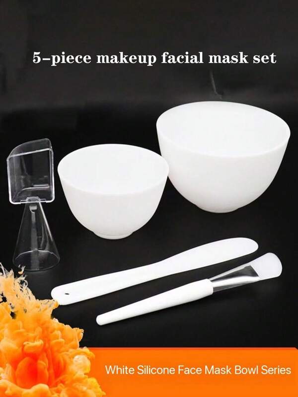 5 Stücke Kosmetik Gesichtsmaske Set, Filmanpassungsschale Messlöffel, komplettes Set an DIY Beauty Spa Werkzeugen, Gesichtsmasken Pinsel Set, Filmanpassungsstäbchen, geeignet für DIY Anwendung Zuhause