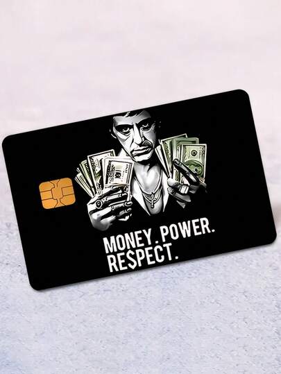 1 st. dekorationsklistermärke för hiphop-pengar med kreditkort, "PENGAR, MAKT, RESPEKT" PVC-kort kreativt personligt ultratunt anti-fingeravtrycksskyddande hudskydd, överlägsen kvalitet, reptålig och friktionsbeständig, lämplig för kvinnor och män, små chipkort, bankkort, kreditkort, transportkort, studentcampuskort gör-det-själv-dekoration, kämparmedalj, gatukulturlista TOPP, tillbaka till skolan, skolmaterial