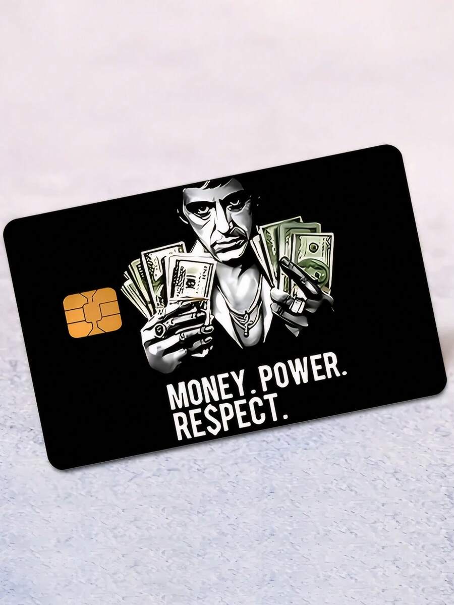 1 件嘻哈金钱信用卡装饰贴纸，“金钱、权力、尊重”PVC 卡创意个性化超薄防指纹保护皮套，品质卓越，耐刮擦，适合女性男性，小型芯片卡，银行卡，信用卡，交通卡，学生校园卡 DIY 装饰，奋斗者财富勋章，街头文化榜单 TOP，返校，学校用品 - 彩色 - 查看 1
