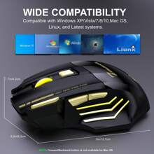 1pc New USB Wireless Mouse With Colorful Light, 2.4G Optical Mouse, Rechargeable Plug And Play, Suitable For Home And Office Use