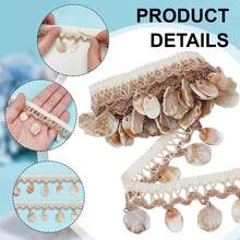 1.45 Inch (Approx. 3.7 Cm) Wide Shell Tassel Lace Trim, Woven Lace Trim, Craft Ribbon For Sewing Fabric Decoration, Bohemian Lace Edging, Clothing, Curtain, Dress Decor - Shell - View 4