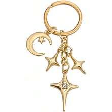 Cute Star Bag Charms Keychain - Shiny Celestial Charm For Keys, Bags & Car Decor - A - View 1