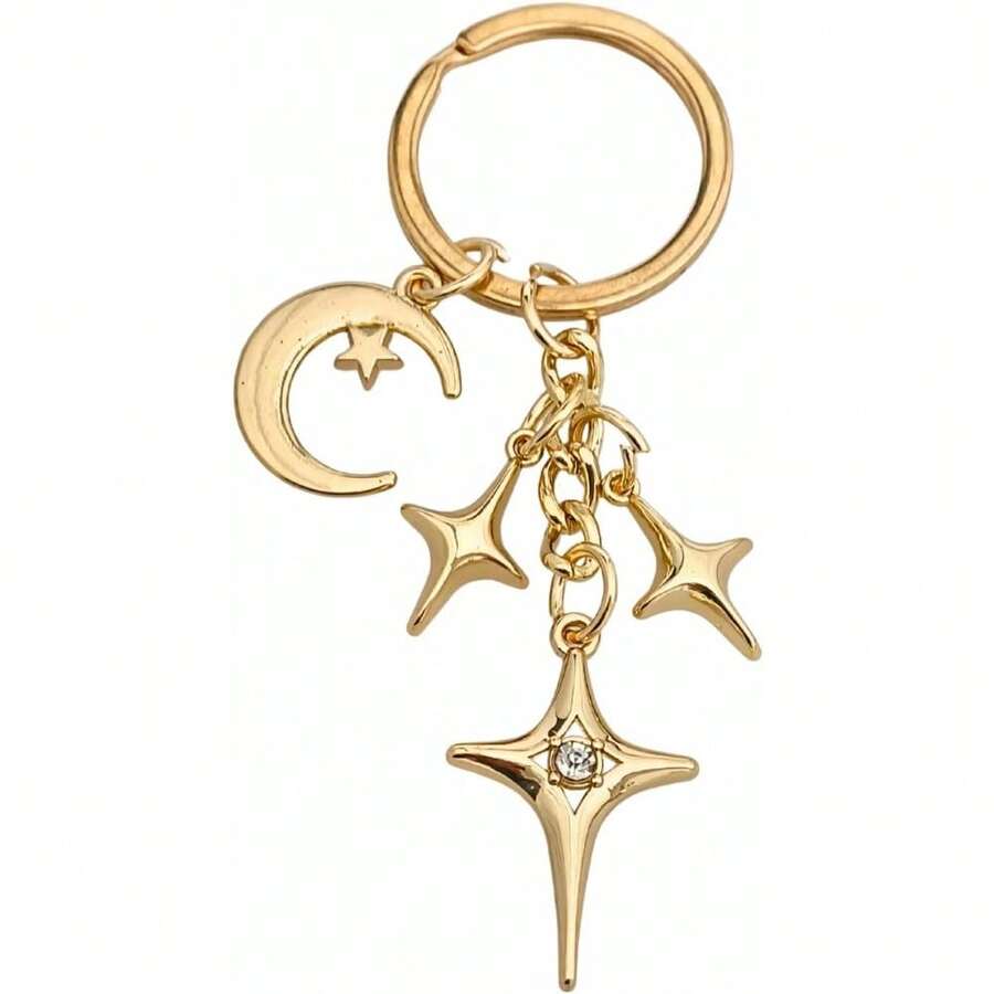 Cute Star Bag Charms Keychain - Shiny Celestial Charm For Keys, Bags & Car Decor - A - View 1