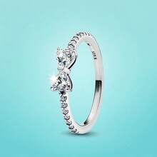 1 Pezzo Anello in Argento Sterling con fiocco, elegante rosa, rosso, bianco, adatto per il temperamento semplice e dolce delle donne, nuovo - anello di prua - Visualizzare 18